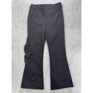 C/MEO Collective Flared Pants Womens Medium Black Cotton Ruffle Trim Cropped